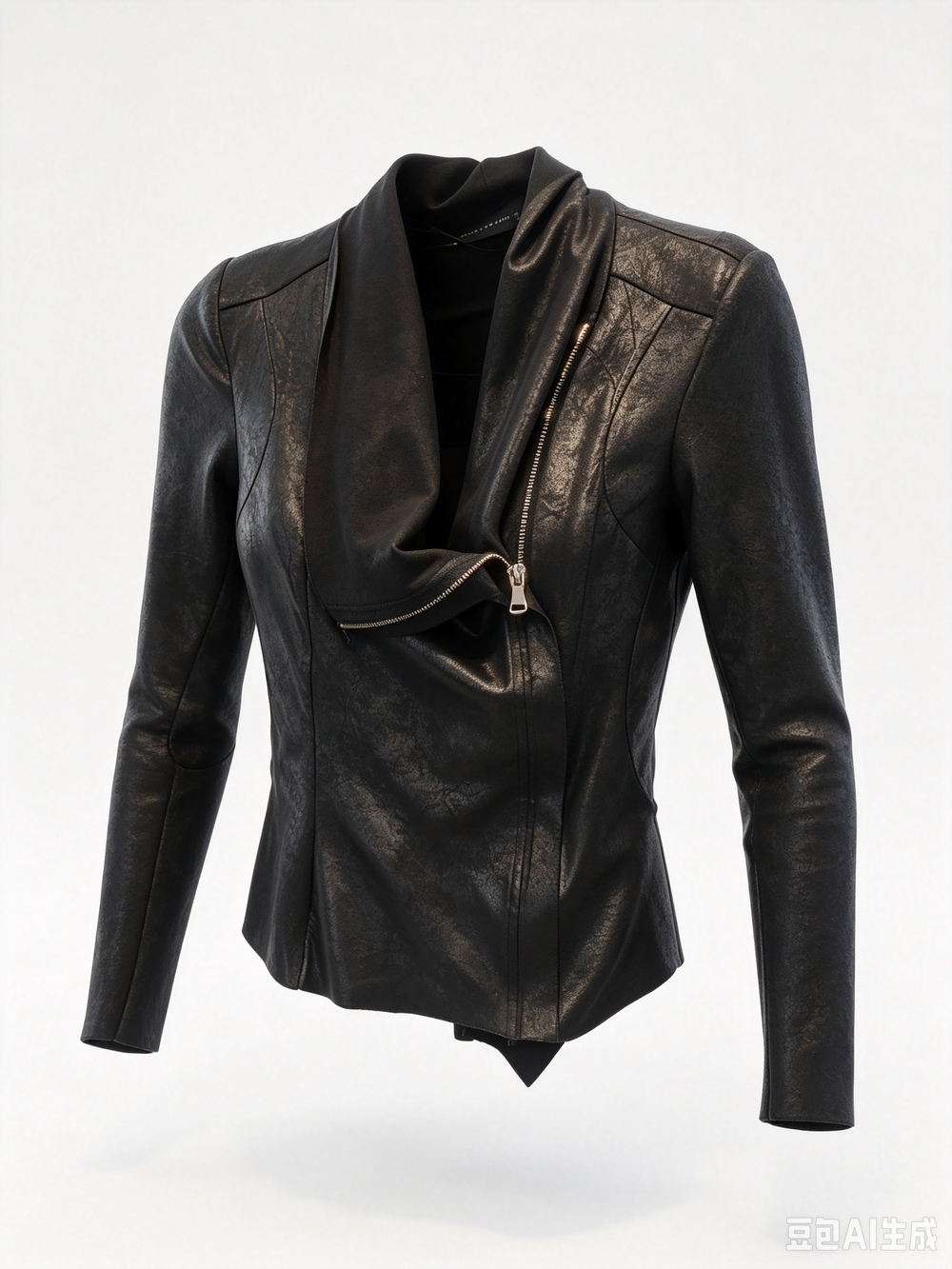 Zara Black Faux Leather Shawl Collar Jacket - Women